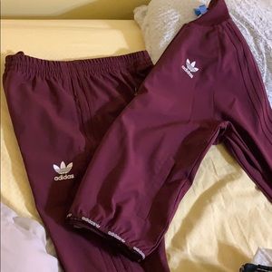 Adidas burgundy jogging suit